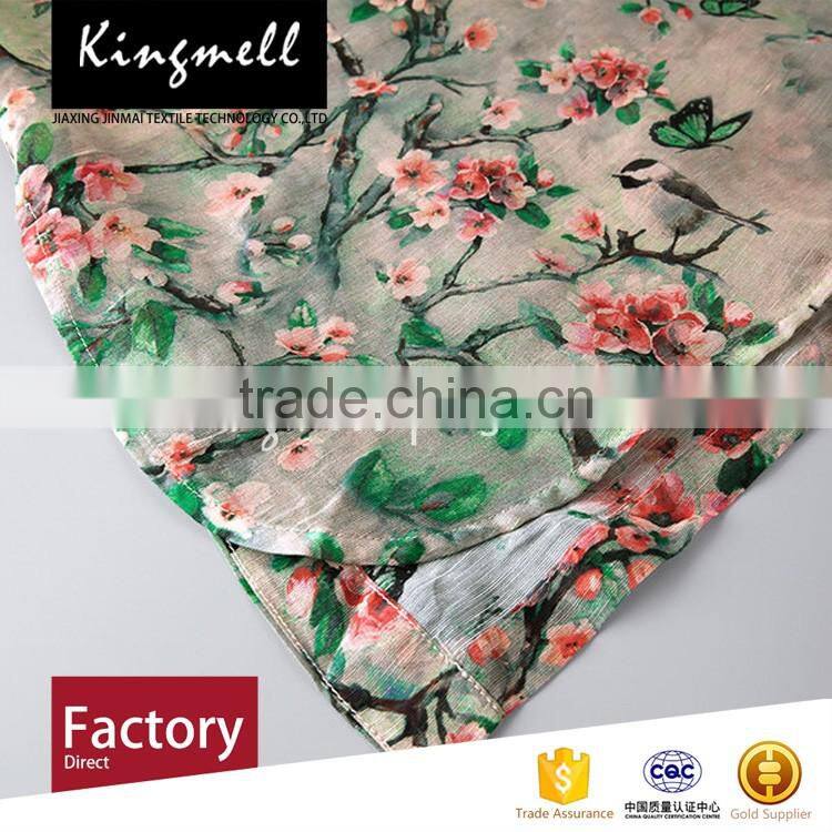 Custom-made fashion printing silk linen fabrics textiles from China