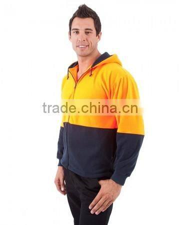 Orange/Navy safety jacket Full Zip Polar Fleece Hi vis Hoodies