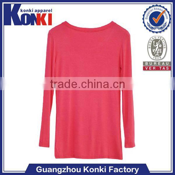 cheap plain long sleeve loose t shirt for women
