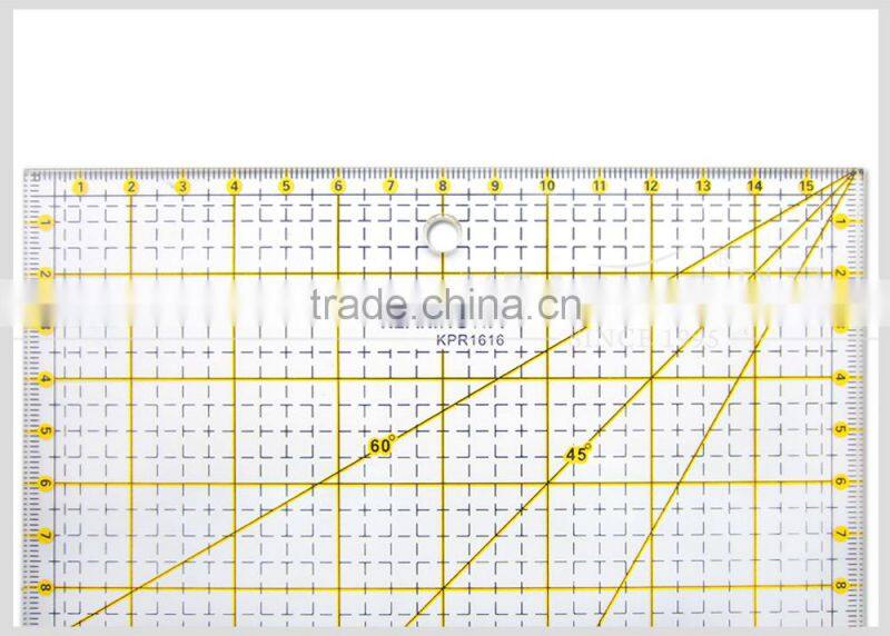 Kearing durable 15*15 inch square quilting ruler with scale anlges acrylic template for dressmaking handicraft# KPR1616