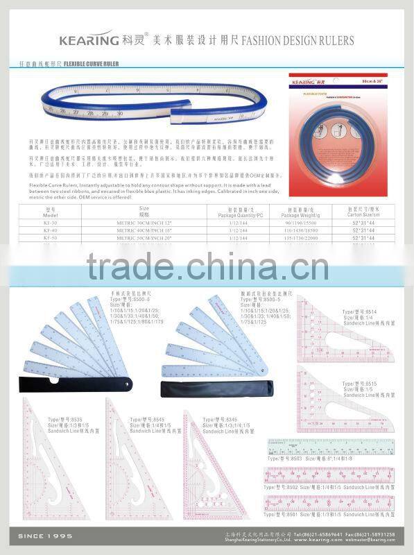 Kearing One Set Of SIx Plastic Fan Shaped Scale Ruler For Design