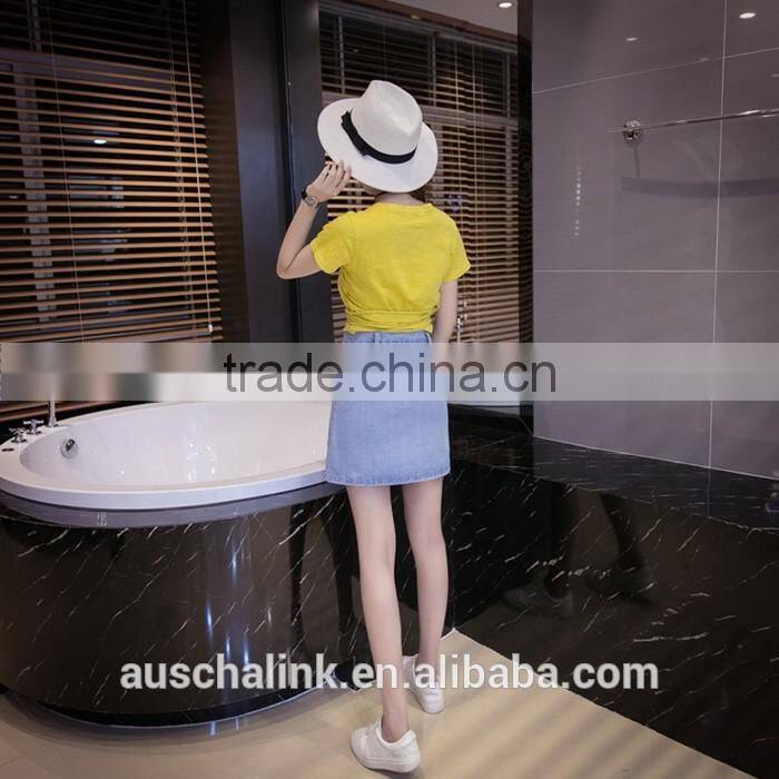 japanese style beautiful girl high waist embriodery mini jean skirt