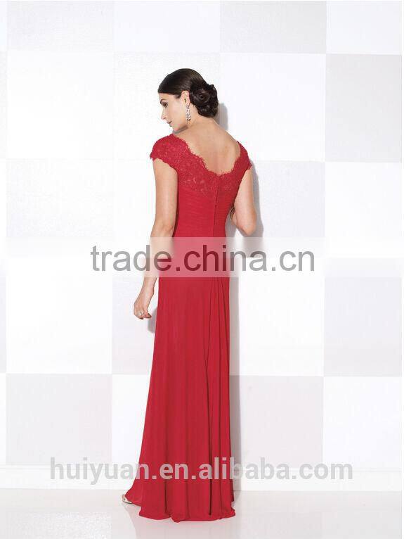 elegant chiffon lace cap sleeve deep v neck mother dress prom dress patterns