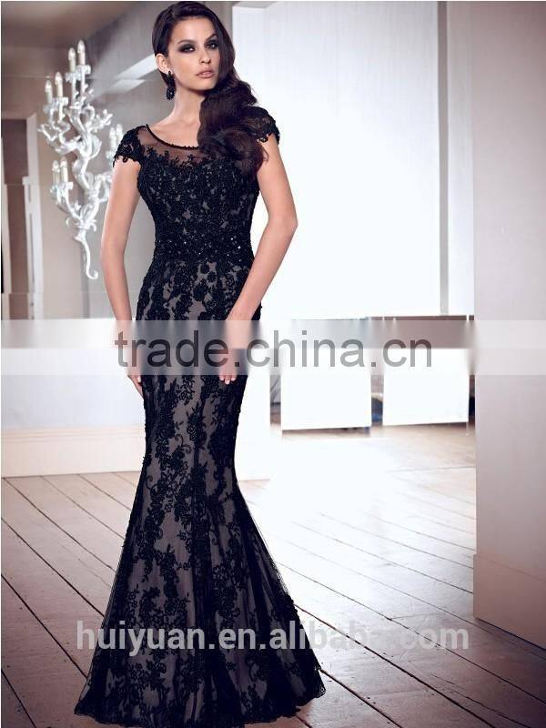 elegant scoop neck cap sleeve backless full length lace cocktail dresses cheap