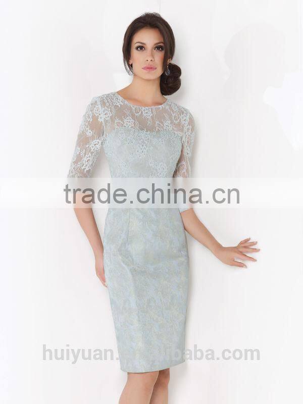 lady fashion design lace high collar long sleeve evening dress