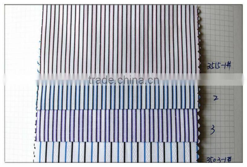 shirt fabric/ poly cotton twill fabric yarn dyed stripe pattern