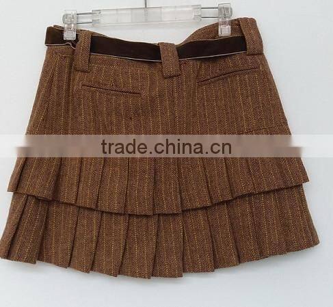 2016 sexy lady coffee yarn dyed ruffle skirt for summer