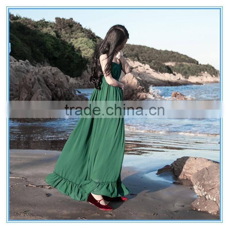 Women Chiffon New Style Empire Waist Green Maxi Dress Long One Piece Dresses