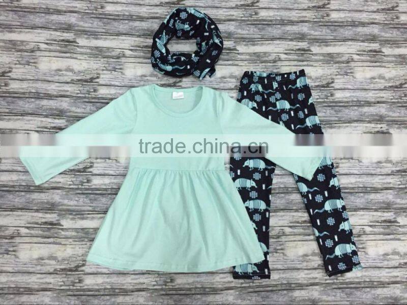 2016 wholesale blouse and pant 3 piece sets child girls casual wear