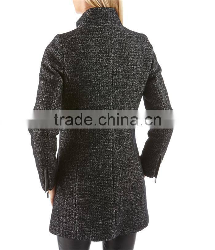 double breasted ladies elegant thick warm winter coat with original weave