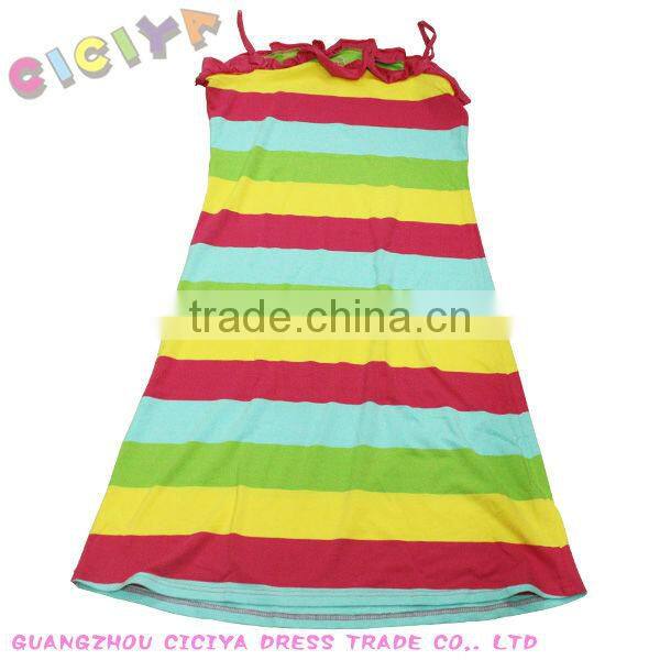 Fashion summer design sleepwear for lady yarn dyed striped pajama dress