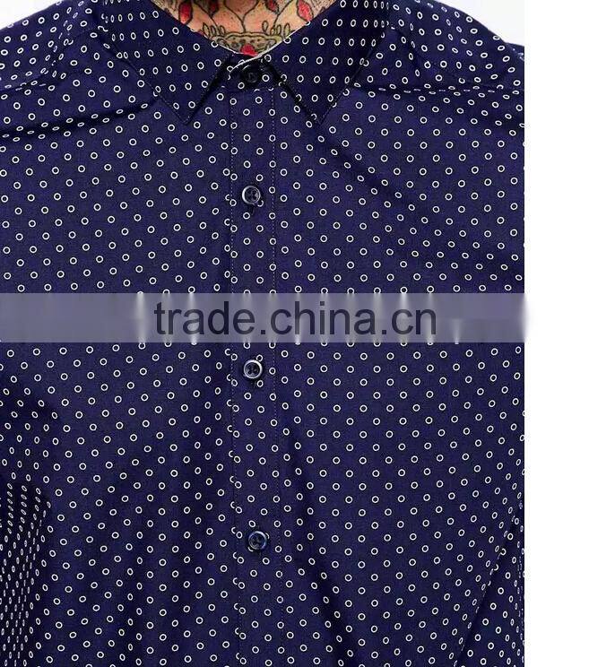 navy donut dotted printed short sleeve cotton shirt