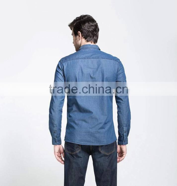 2015 men's new 100% cotton denim/jeans shirt