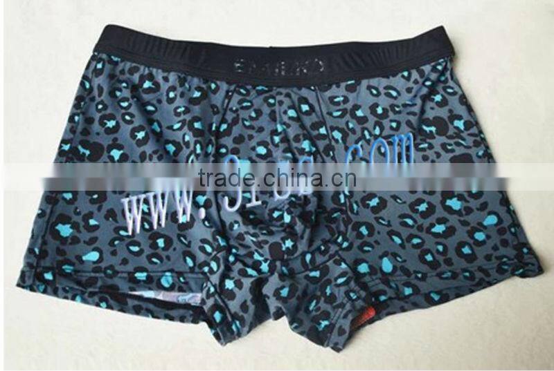 Screen print men knit underweare male nude leather boxer underwear
