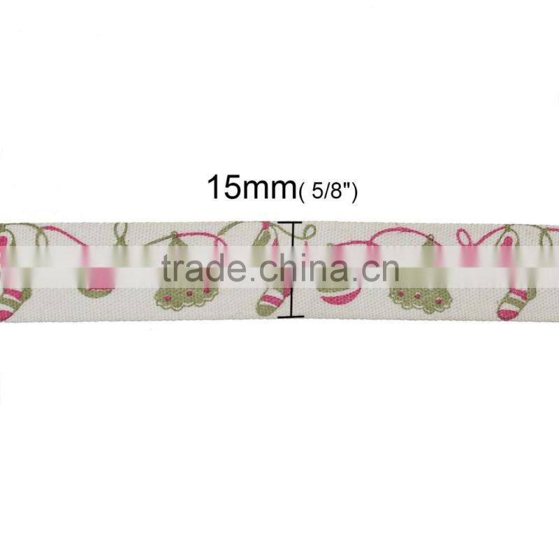 Wholesale Handmade DIY Craft Multicolor Christmas Tree Bells Pattern Cotton Sewing Ribbon