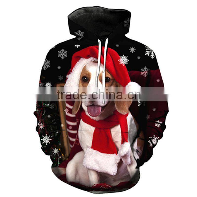 unisex 3D christmas snowflake sweatshirts/wodg plus size 3d printed cat dog hoodies/ Christmas santa jacket