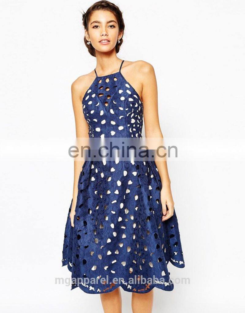 High Neck Lace Cutwork Full Short Sexy Free Prom Dress