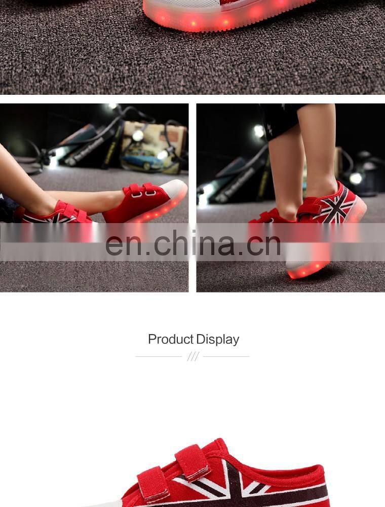 Latest design USB charge Children kids boys and girls light up canvas shoes LED shoes