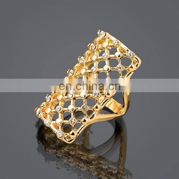 Gold Plated Personalized Square Knuckle Ring Diamond Sparkling Ring Wedding Jewelry
