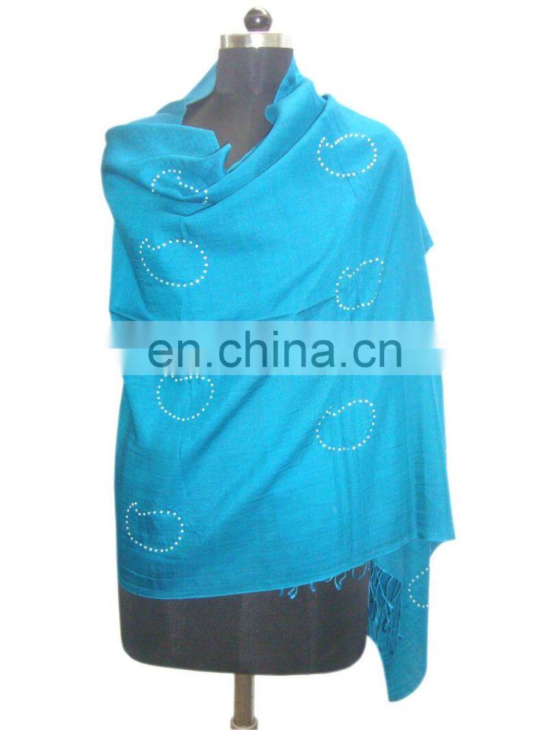 Silk Pashmina wool shawls With Swarvoski crystal