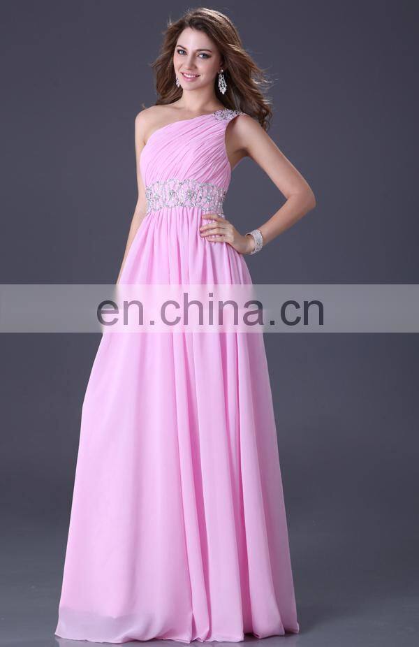 Grace Karin Latest Design One Shoulder Chiffon Ladies Long Evening Party Wear Gown CL3410-1#