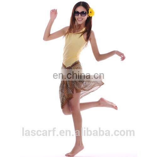 leopard printed polyester chiffon sarong pareo