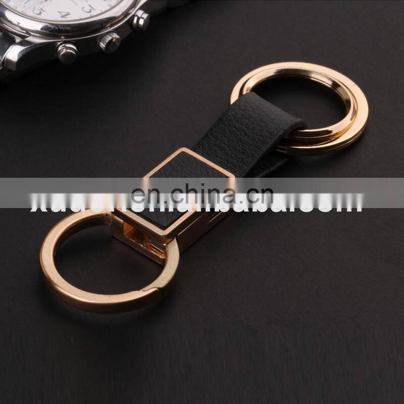 popular style embossed logo black leather keychain for business promotional gift
