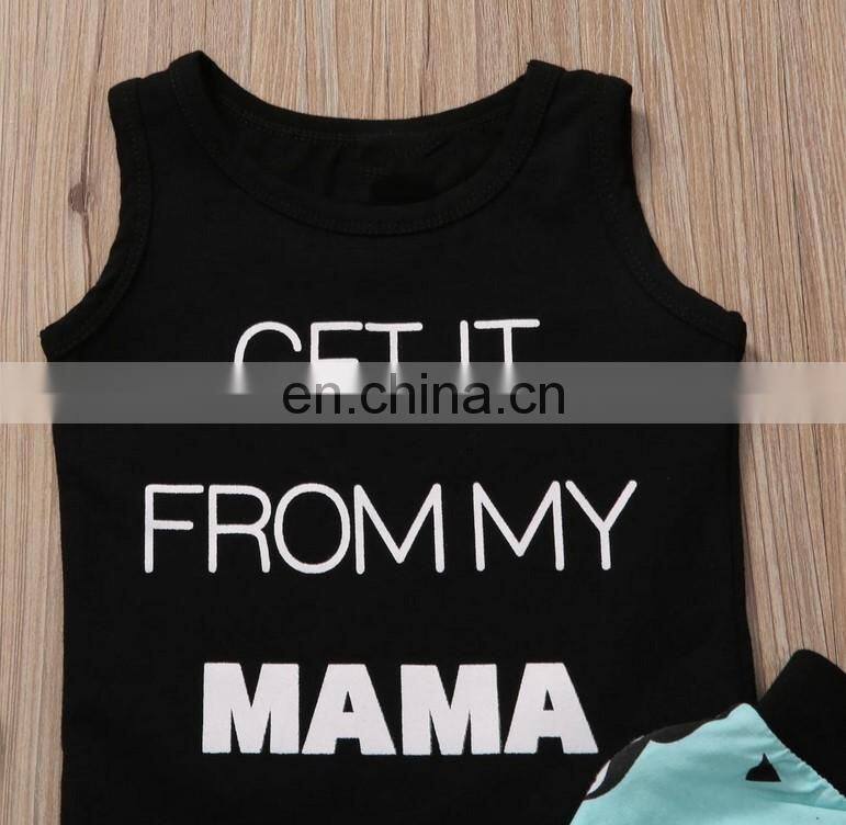 Fashion Children Waistcoat Tops And Short Pants Letter Summer Kids Boy Clothes