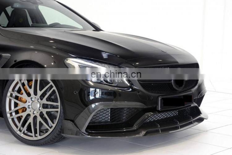 C CLASS W205 C63 B style carbon fiber front lip rear diffuser with exhaust tips grille emblem trunk lid emblem