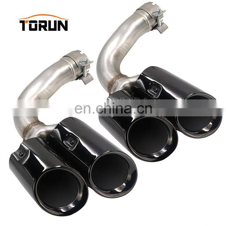 Hot sale high quality Universal oval bulk exhaust end pipe for porsche 18 Cayenne Round Chroming Black