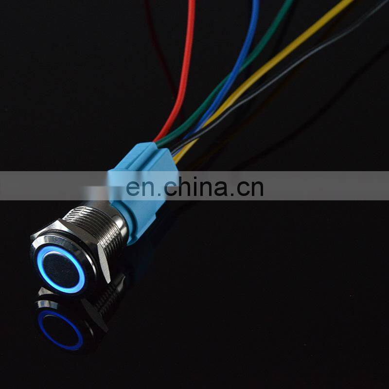 16mm Waterproof Momentary latching 1NO 1NC Metal Push Button Switch Ring and LED light 9-24V 12V 110V 220V Wide Voltage