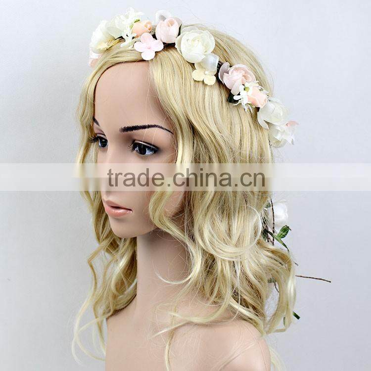 New Design Mori Girl Hiar Artificial Flower Wreath For Wedding