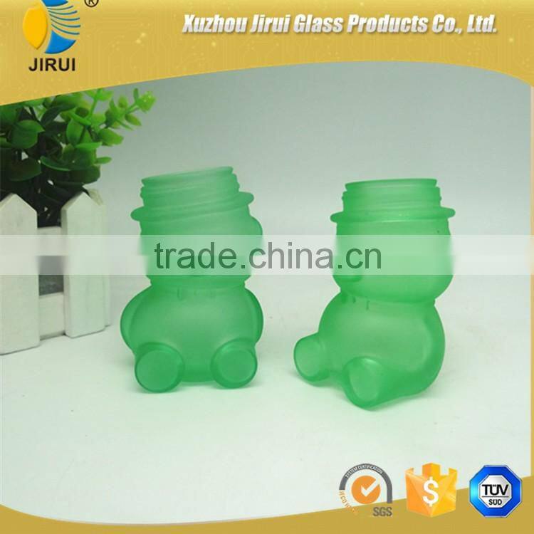 New Style Green Bear Shape Glass Jar 70ml glass candy jar
