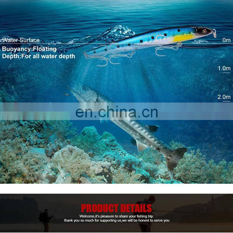 12.8cm sea fishing lure bait plastic hard bionic bait 21.5g lure 6 color poppa pencil lure topwater