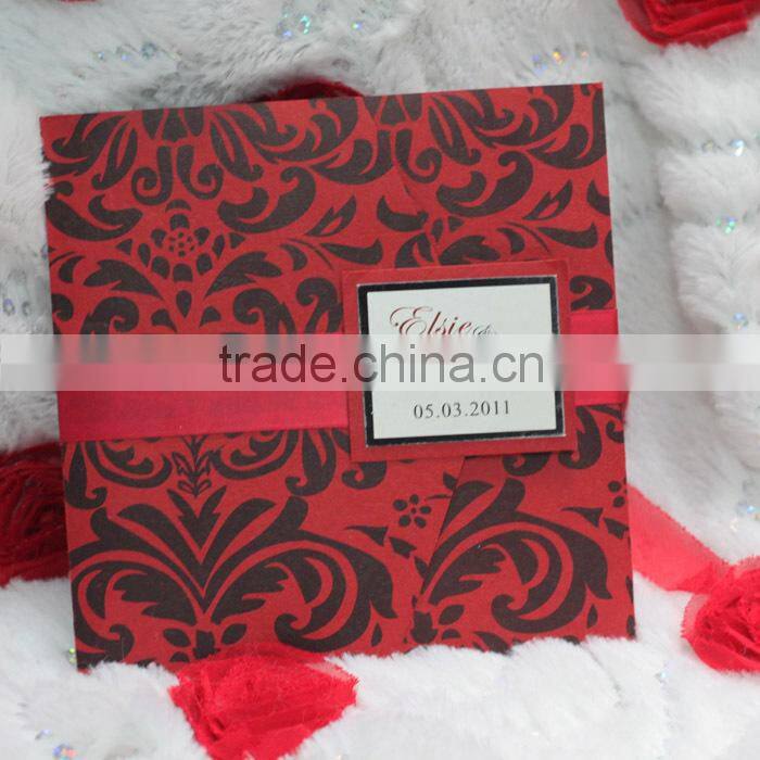 2016 Hot Sale Gold Folded Wedding Invitation Card