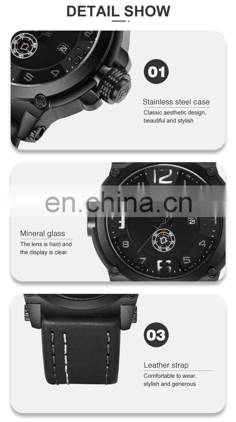 NAVIFORCE 9099 High Quality Japanese Quartz Movement Premium Watches Leather Auto Date Luminous Naviforce Watch Men Logo Watches