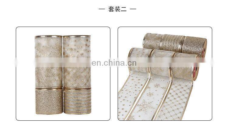 6 Yards/Roll 63mm Gold/Silver Wired Edge Glitter Organza Christmas Ribbon for Wedding Christmas Decoration Gift Packaging