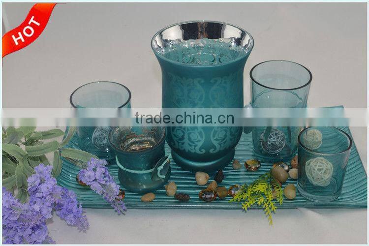 glass fireplace candle set
