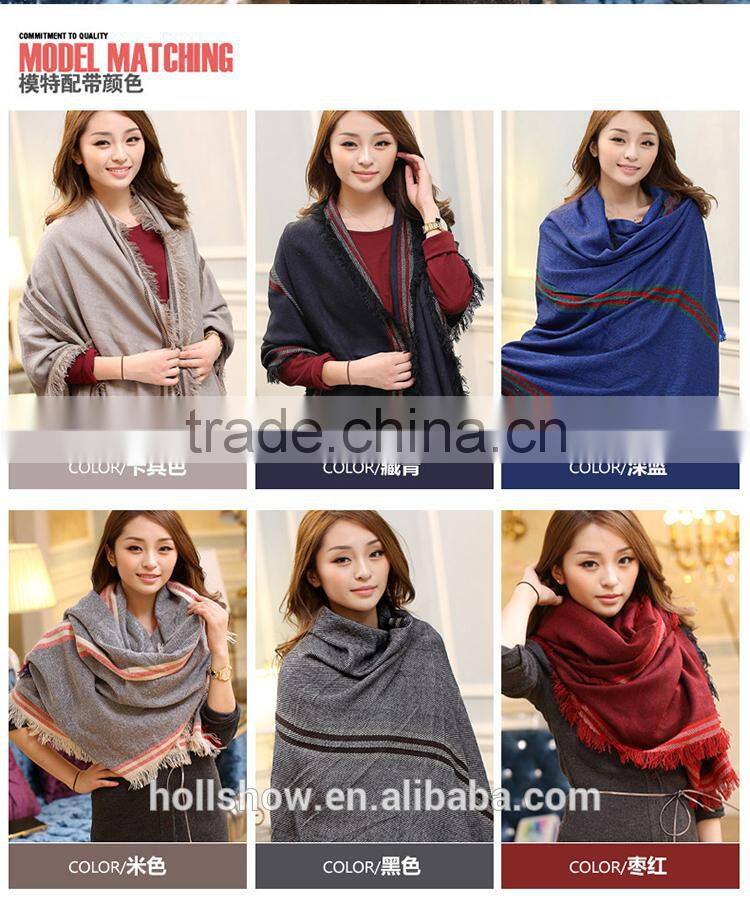 Fashion Latest Four Sides Fringes Acrylic Large Long Winter Scarf