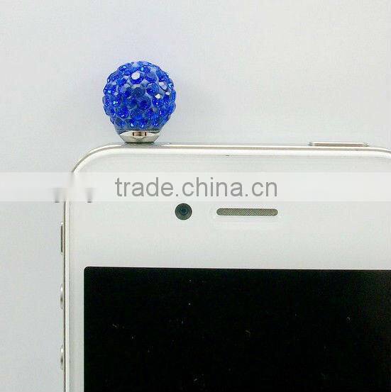 P0831 Crystal Pave Ball Earphone Jack Dust Plug,Phone Charm