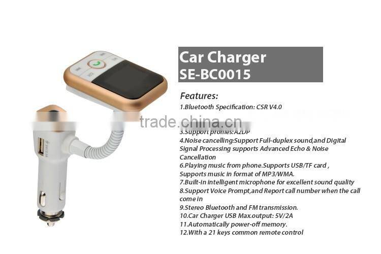 Bluetooth FM Transmitter Radio Car Kit Hands Free Calling Music Control 5V/2A Max USB Charger for Cellphones with LCD display