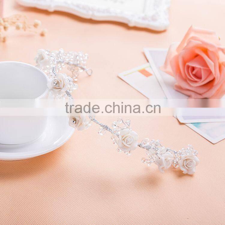 White Fabric Flower Bridal Headdress Elegant Wedding Party Hair Headbands Accessories SCC0302