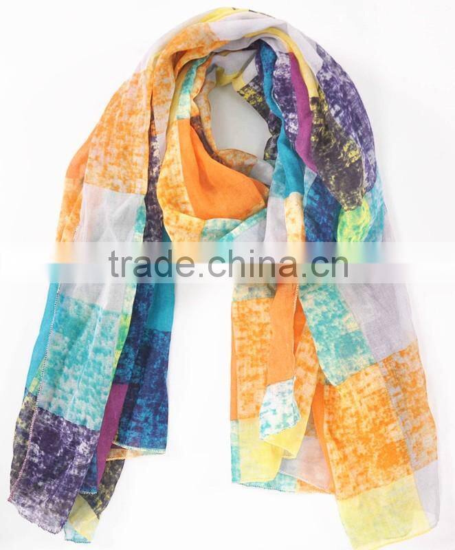 2016 custom chequer colorful print hijab scarf
