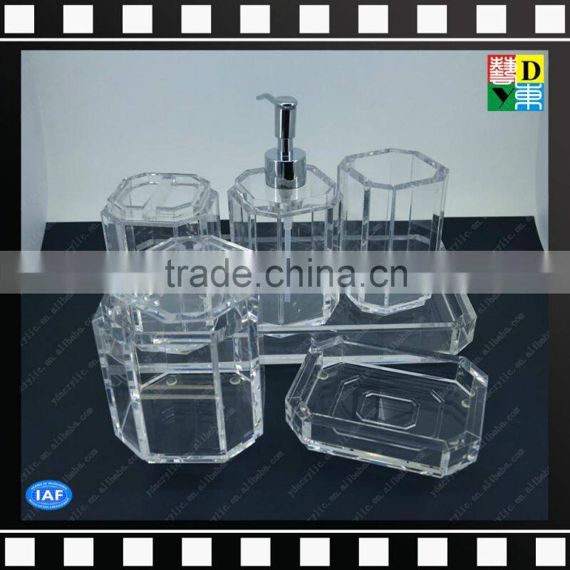 Clear acrylic stainless steel bathroom decorative set for home/hotel