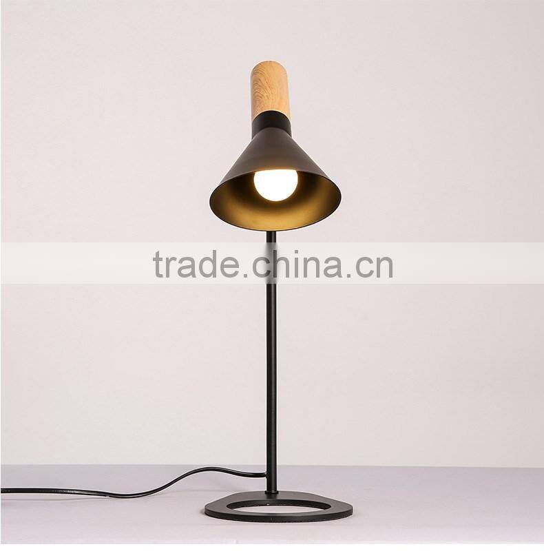 wooden+steel E27*1 table lamp, bedroom /study small desk light ,