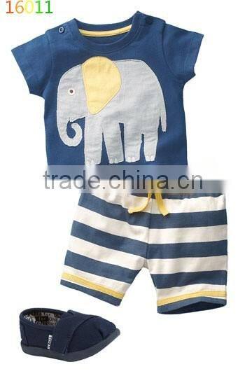 2016 Factory new fashion casual child clothes for 2 pieces summer baby boy clothing set wholesale kids clothes (ulik-SC078)