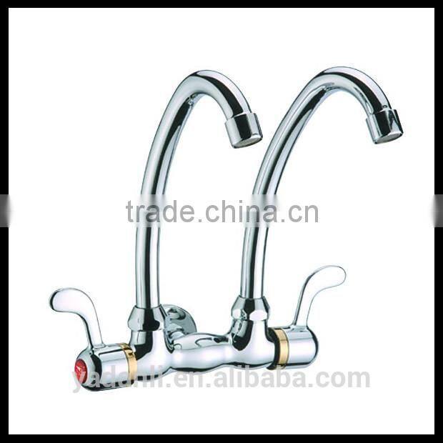 Chrome plating wall mounted dual handle one hole water ridge kitchen faucet 1022