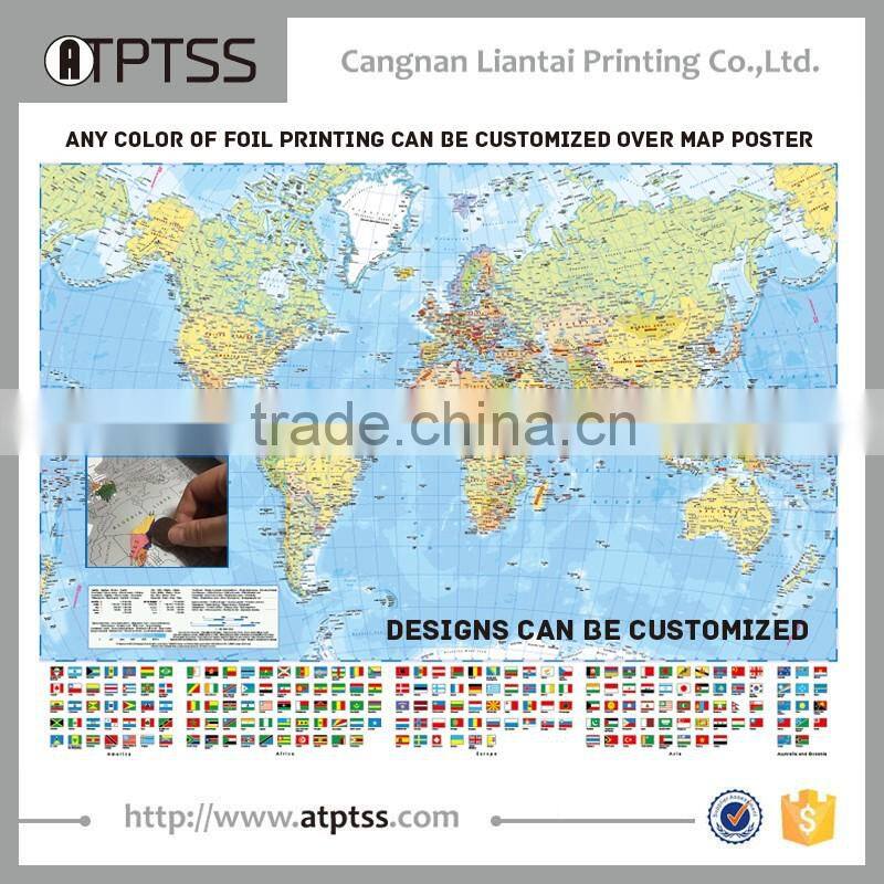 creative fashion new design hard paper scratch world map for travel