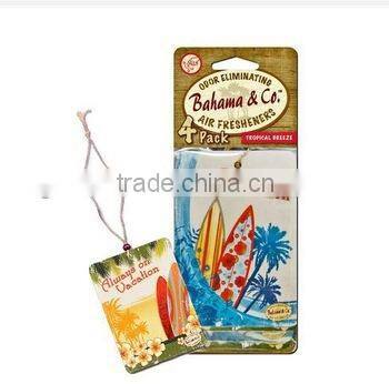 Custom best smelling hanging perfumed paper car air freshener for car
