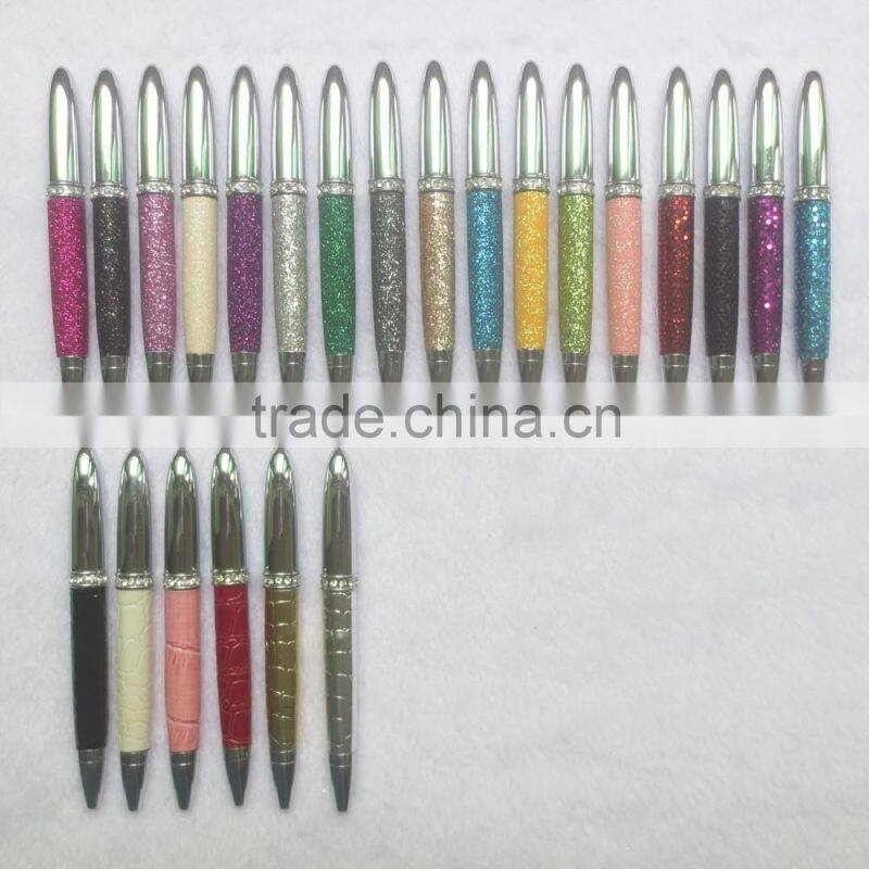 Advertising Diamond Crystal Ball Pen ,Glitter Leather Pen with Custom Logo Manufacture